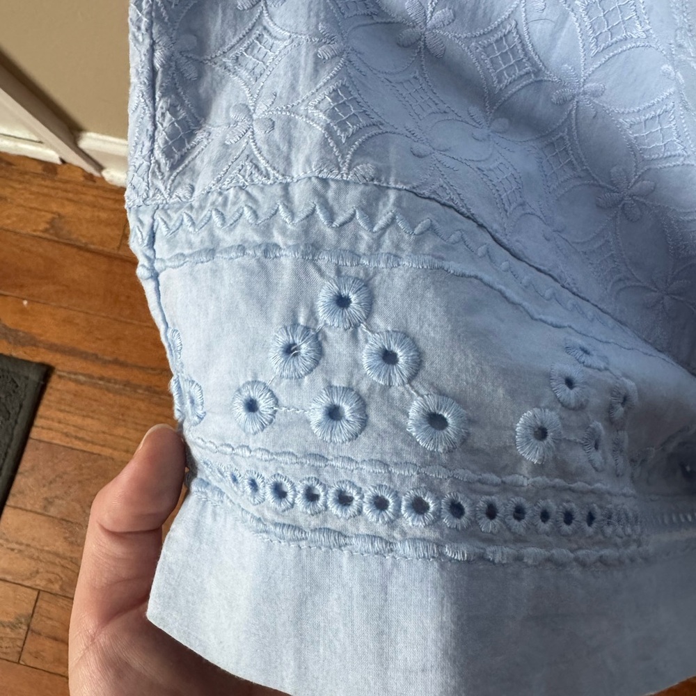 Talbots Light Blue Sleeveless Mini Dress eyelet embroidered material - Picture 7 of 7